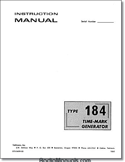 Tektronix 184 Instruction Manual